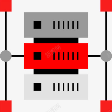 服务器数据组织扁平图标图标