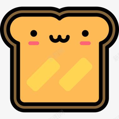 烤面包可爱的食物3线性颜色图标图标