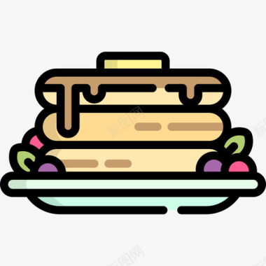 薄饼食品和餐厅9原色图标图标