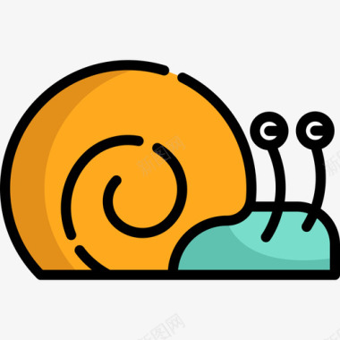 蜗牛海洋生物8线形颜色图标图标