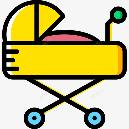 婴儿推车婴儿14黄色图标svg_新图网 https://ixintu.com 婴儿14 婴儿推车 黄色
