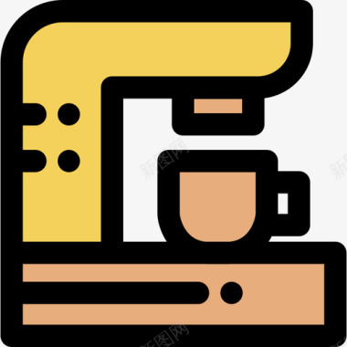 咖啡杯家居用品11线性颜色图标图标