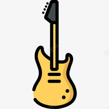 电吉他摇滚音乐会线性颜色图标图标