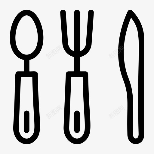 餐具刀匙图标svg_新图网 https://ixintu.com 刀 匙 厨房 厨房用具线图标 叉子 餐具