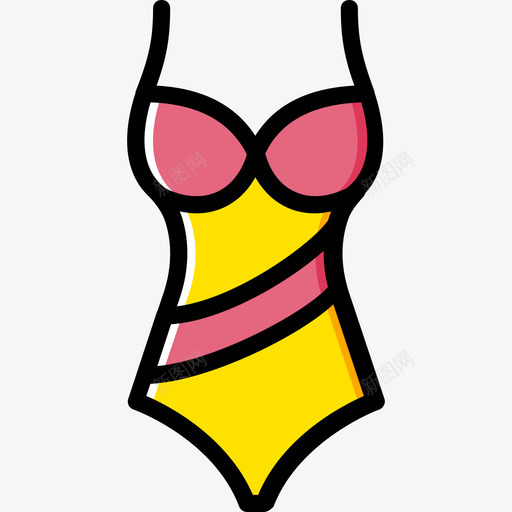 泳装女装3黄色图标svg_新图网 https://ixintu.com 女装3 泳装 黄色