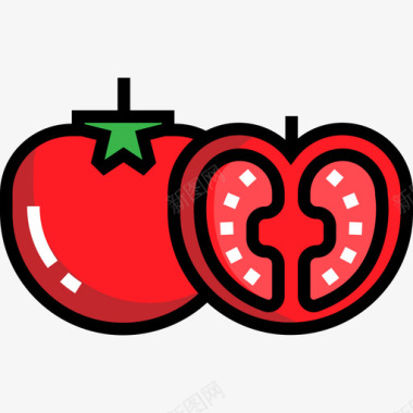 番茄食品和餐厅3线性颜色图标图标
