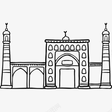 伊卡清真寺世界纪念碑2黑色图标图标