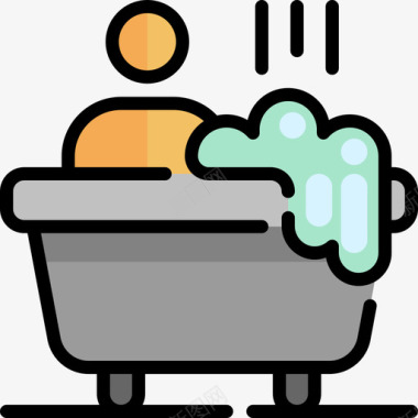 浴缸日常用品动作2线条色彩图标图标