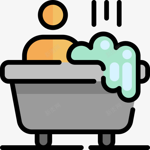 浴缸日常用品动作2线条色彩图标svg_新图网 https://ixintu.com 日常用品动作2 浴缸 线条色彩