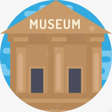 博物馆城市建筑元素平面图标图标