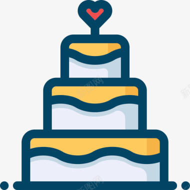 结婚蛋糕爱情和婚礼2线性颜色图标图标
