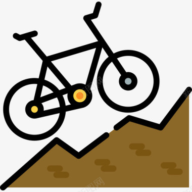 自行车冒险运动7线性颜色图标图标