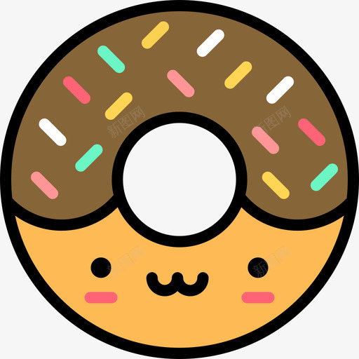 甜甜圈可爱的食物3线性颜色图标svg_新图网 https://ixintu.com 可爱的食物3 甜甜圈 线性颜色
