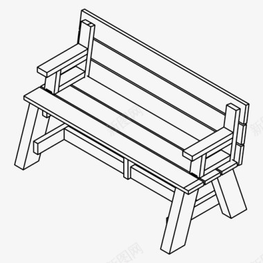 长凳公园放松图标图标