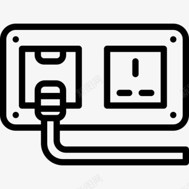 插座连接器电缆2线性图标图标