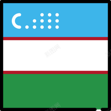 乌兹别克斯坦旗帜收藏3广场图标图标