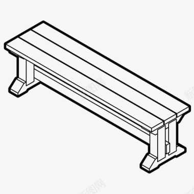 长凳公园放松图标图标