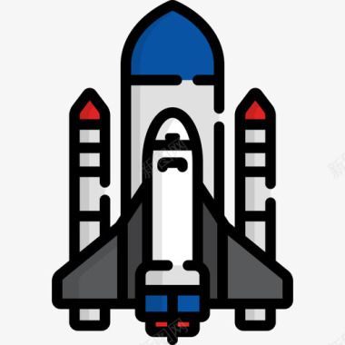太空船美国4线性颜色图标图标