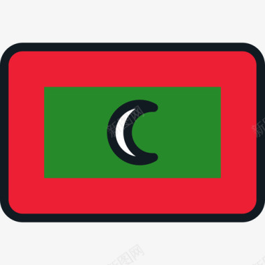 马尔代夫国旗系列4圆形矩形图标图标