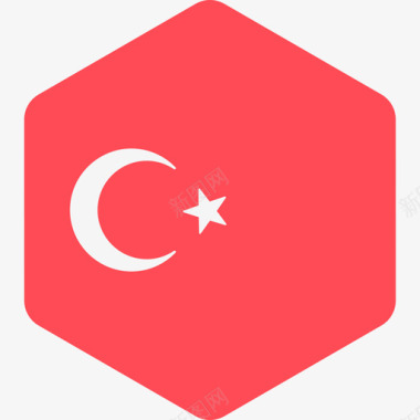 土耳其国际国旗2六边形图标图标