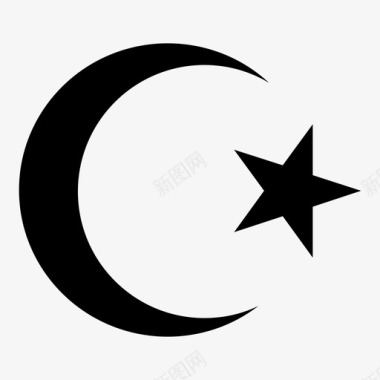新月和星星信仰伊斯兰教图标图标