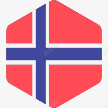 挪威国际国旗2六边形图标图标