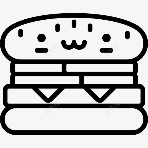 汉堡包可爱的食物直系图标svg_新图网 https://ixintu.com 可爱的食物 汉堡包 直系