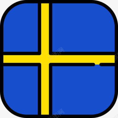 瑞典国旗系列6圆形方形图标图标