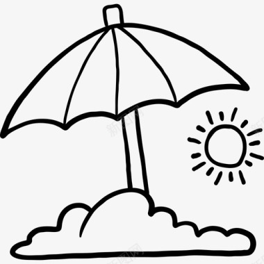 太阳伞夏季2黑色图标图标