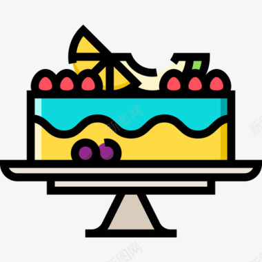 蛋糕夏季食品饮料4线性颜色图标图标