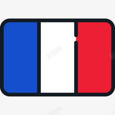 法国国旗系列4圆角矩形图标图标