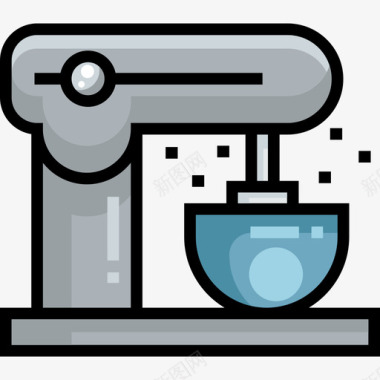 搅拌机面包房6线性颜色图标图标