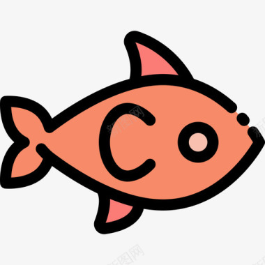 金鱼动物30线形颜色图标图标