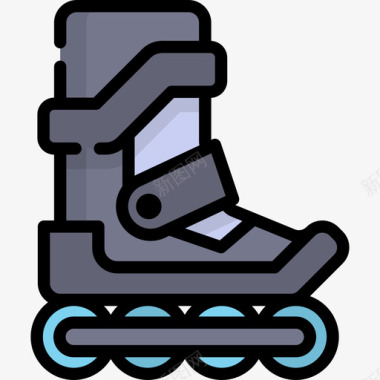 溜冰鞋野营21线性颜色图标图标