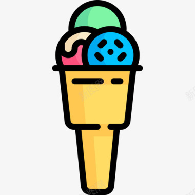 冰淇淋嬉皮士2线性颜色图标图标