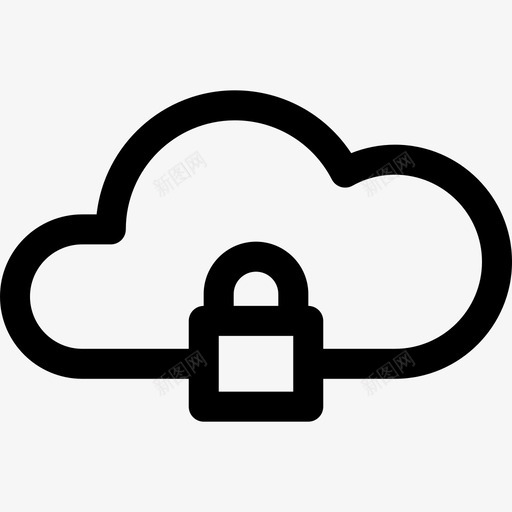 云钥匙和锁3线性图标svg_新图网 https://ixintu.com 云 线性 钥匙和锁3
