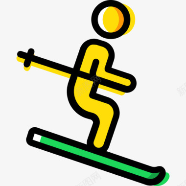 滑雪冬天黄色图标图标