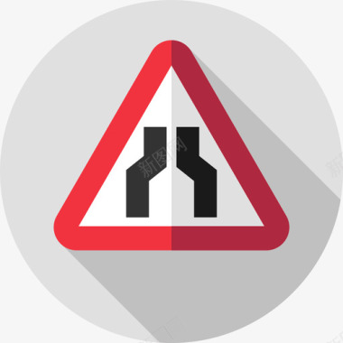 狭窄道路交通标志7平坦图标图标