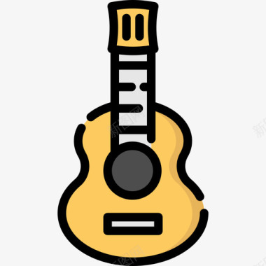 吉他墨西哥线性颜色图标图标