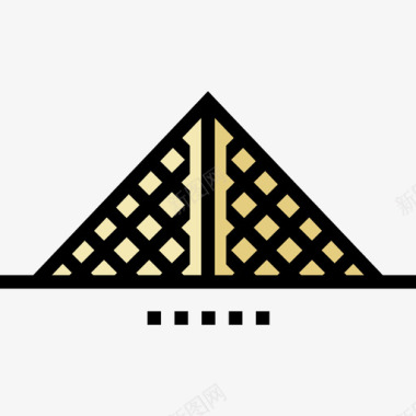 卢浮宫金字塔地标9线性颜色图标图标