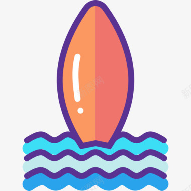 冲浪运动23线性颜色图标图标