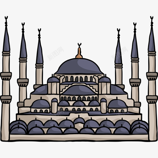 蓝色清真寺世界纪念碑色彩图标svg_新图网 https://ixintu.com 世界纪念碑 色彩 蓝色清真寺