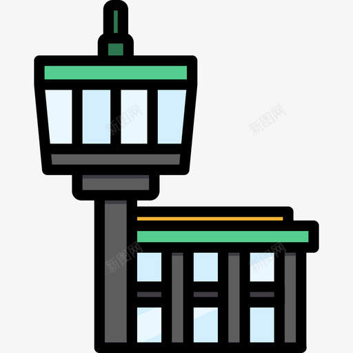 11号机场控制塔线形颜色图标svg_新图网 https://ixintu.com 11号机场控制塔 线形颜色