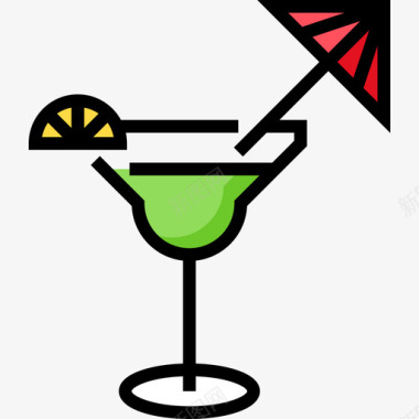 鸡尾酒夏季食品饮料4线性颜色图标图标