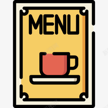 菜单24号咖啡厅线性颜色图标图标