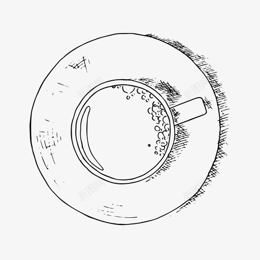 咖啡杯手绘素描图标svg_新图网 https://ixintu.com 俯视图 咖啡杯 手绘 素描