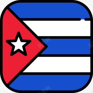 古巴国旗收藏6圆形方形图标图标