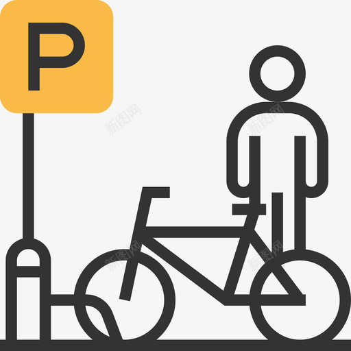 自行车停车场城市元素12黄色阴影图标svg_新图网 https://ixintu.com 城市元素12 自行车停车场 黄色阴影