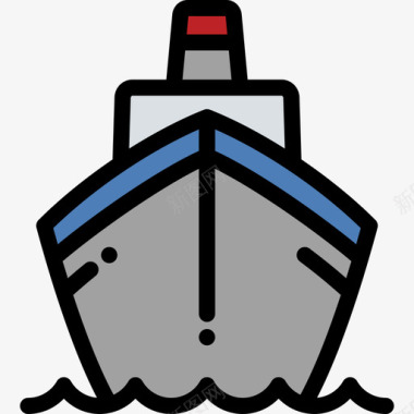 船水手线性颜色图标图标