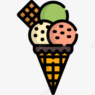 冰淇淋旅行33线性颜色图标图标
